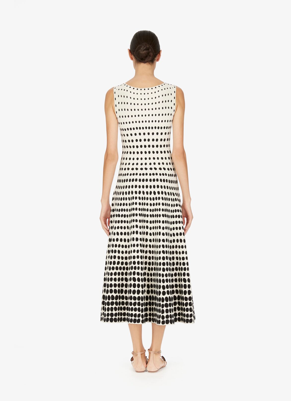 Flared Mesh Midi Dress ALAÏA WHITE/BLACK FLARED MESH MIDI DRESS